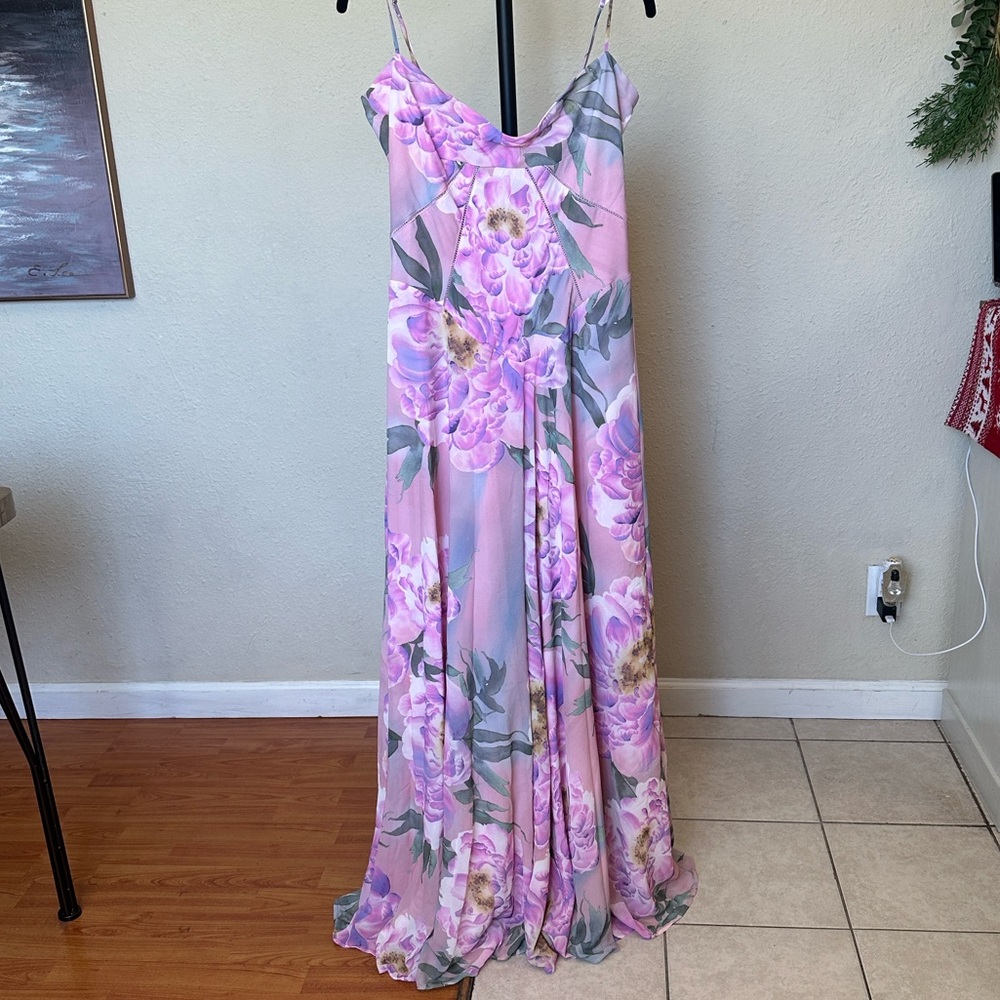 House‎ of CB ‘Seren Pink Floral Floral Lace Back Maxi Dress NWOT Size XL A-C - Picture 11 of 17